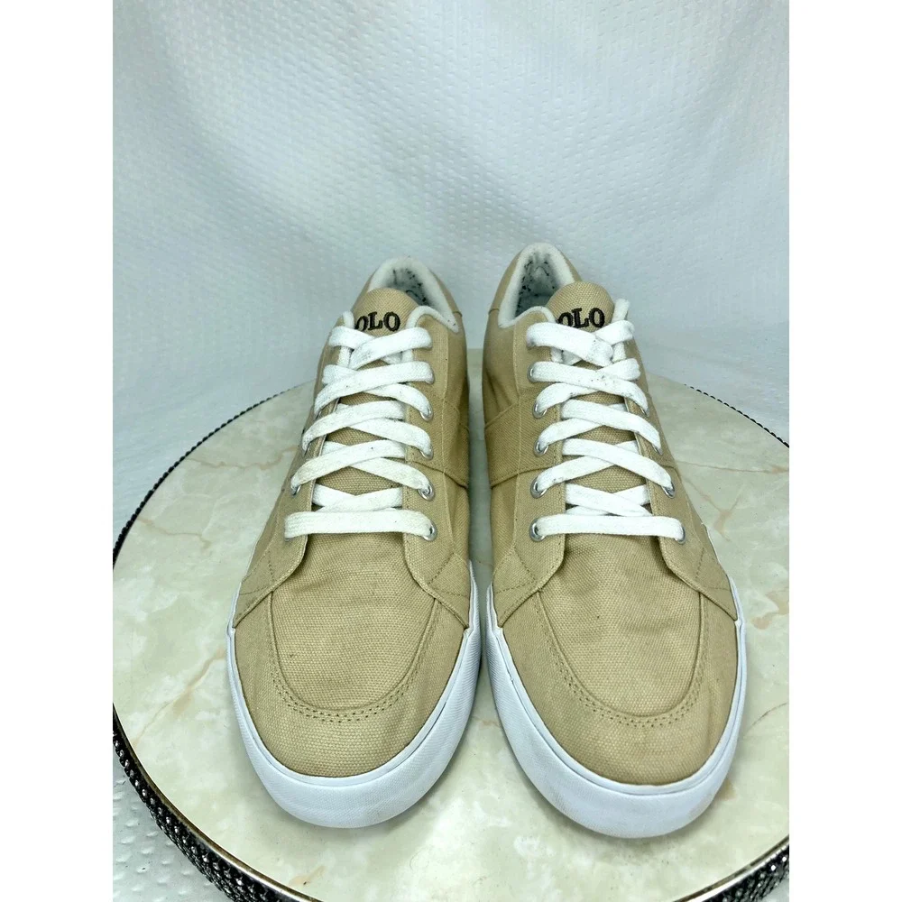 Polo Ralph Lauren Humberto Canvas Shoes Mens 11.5 Tan Low Top Comfort Sneakers